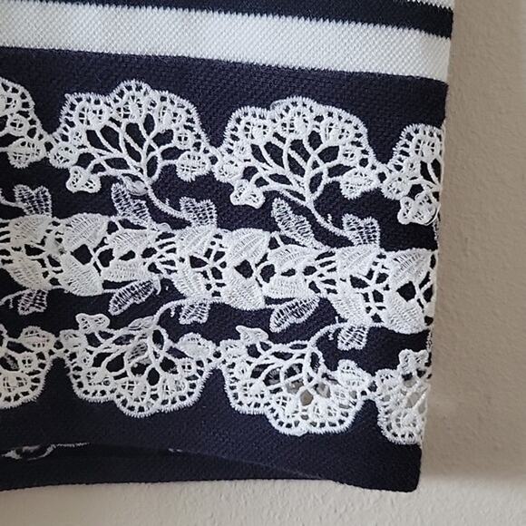 Talbots Dark Navy White Stripe French Terry Sweater Dress Size Medium M - Picture 3 of 6